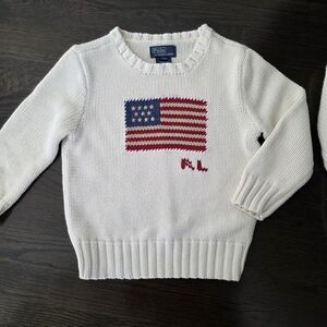 Polo Ralph Lauren White Sweater with American Flag